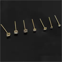 Pins, Brooches Jewelry 925 Sterling Sier Nose Stud Clear Crystal Pin Piercing 36Pcs/Pack Drop Delivery Dhjxq