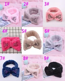 15 Style OMG Letter Coral Fleece Wash Face Bow Hairbands For Women Girls Headbands Headwear Hair Bands Turban Hair Accessories DA18426652
