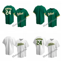 Men's Size S-3XL Oakland 24 Rickey Henderson Baseball Jersey Athletics Stitched