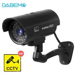 Lins Fake Camera Outdoor Security CCTV Watertproof Home Emulational Dummy Camera blinkande röd LED -ljus kulaövervakningskamera