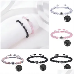 Charm Bracelets Fashionable 100 Languages Projection Bracelet I Love You Pink Crystal Frosted Stone Gift Drop Delivery Jewelry Dhyvf