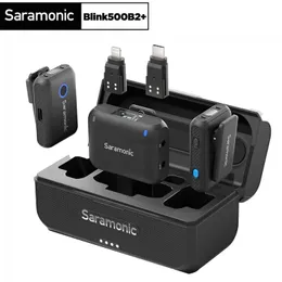 Microfones Saramonic Blink500B2+ Wireless Lavalier Lapel Microphone For iPhone Android Smartphone DSLR Cameras YouTube Recording Streaming 240408