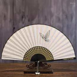 Estatuetas decorativas fã dobrável ventilador chinês ventilador de borboleta pequena ventilatore bambu ventilato abanicos para boda portátil