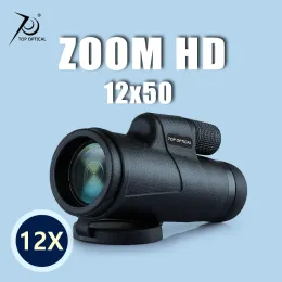 Monopods Topoptical 12x Telescope 50mm Thamping String Long Range 40x60 Hunting Monocular مع محول الهاتف ثلاثي القوائم محمول