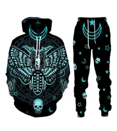 Men039s Hoodie and 3D punk skeleton pattern twopiece suit autumn and winter casual wear Gothic style fashion G12178347825