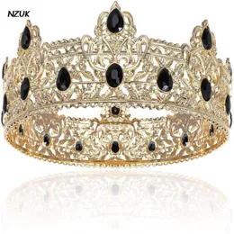 Headpieces NZUK Metal Prince Gem Crowns And Tiaras Full Round Birthday Party Hats Royal King Crown For Men Medieval Costume Access9220901