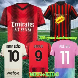 24 25 AC Giroud Pulisic Milans Jerseys de 125 anos 2024 Rebic Theo Reijnders Kessie de Ketelaere rafa lea futebol camisetas homens kit de crianças uniformi