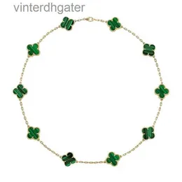 High end vancelfe varumärkesdesigner halsband vgold fördubblar klöverhalsband med blommakal 18k guldplatterad naturlig vit trendig designer varumärke smycken