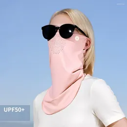 Scarves UV Protection Silk Mask Sun Proof Bib Solid Color Neck Wrap Cover Face Shield Sunscreen Scarf Men