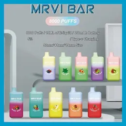 EU Warehouse MRVI Bar 8000 Einweg -Vape Vaper VAPER DESECHABLE -E -ZIGARETTER -Gerät mit 650 mAh Batterie 15ml Pod vorgefüllt Catridge Rechargableable