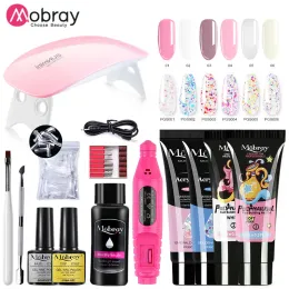 Kits Mobray Manicure Set Poly Nail UV Gel Kit LEDLAMP FALSE EXTENSION BUILDING POLY NAIL GELS SET BASE TOP COER ACRYLIC Solution Kit