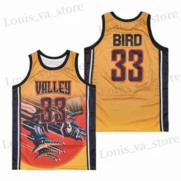 Mäns T-shirts baskettröjor Valley 33 Bird Jersey Sybroderi Högkvalitativ utomhussport Hip Hop Hop-gul 2023 Ny T240408