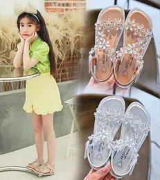 Girls039 sandals summer 2021 new children039s crystal flower princessUW801459590