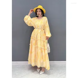 Vestidos casuais superaen primavera/verão 2024 chiffon bolo de manga longa de manga longa elegante elegante