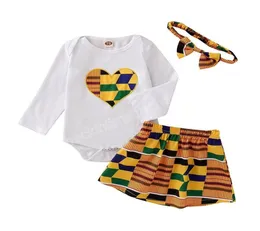 Kids Clothing Sets Girls African Style Outfits Infant Love Topsskirtsbow 3pcssets Sommer Mode Baby Kleidung 5771260