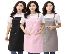 BBQ Senior Simple Denim Canvas Apron Bib Leather Straps Kitchen Apron for Women Barber cooking baking Waitress Custom Print6424758