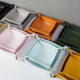 Storage Boxes Desktop Leather PVC Box Key Tray Cosmetics Jewelry Porch Debris Folding Wholesale