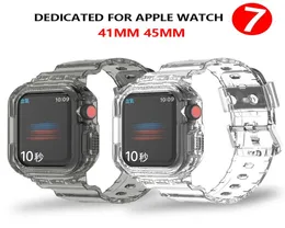 Transparent Glacier Strapcase för Apple Watch 7 Band Series 41mm 45mm Silikonarmband för IWATCH 7 Clear Sports Watchband 38mm5854887