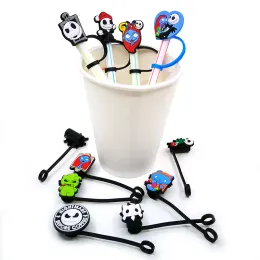 Custom Before Christmas silicone straw toppers accessories cover charms Reusable Splash Proof drinking dust plug decorative 8mm straw ZZ