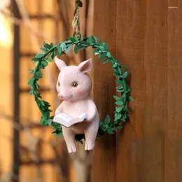 Garden Decorations Cute Resin Swing Piggy Pendant Home Balcony Porch Windowsill Tree Crafts Decoration Accessories