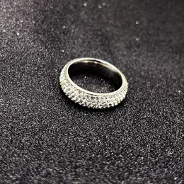 Titanium steel ring, female niche, high-end five row ceramic mud full diamond ring, stainless steel jewelry 6-13mm silvery 5 rows of diamonds