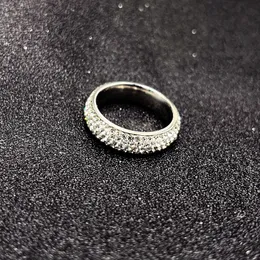 Titanstahlring, weibliche Nische, High-End-fünfreihen Keramikschlamm Vollendiamantring, Edelstahlschmuck 6-13 mm silbrig 5 Reihen Diamanten