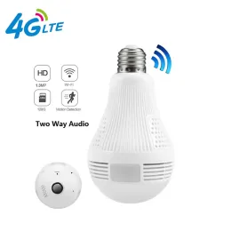 أكياس 3G 4G بطاقة SIM WiFi Wireless Hidden IP App 360 درجة عرض Fisheee Panoramic Bulb Camera