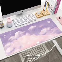 Ruht niedliche Landschaft Pink Whale Game Mauspad großer Sundset Muster Desktop Tastatur Schloss Rand Waschbarer Gummi -Tischpolster