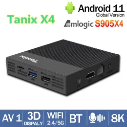 박스 새로운 Tanix X4 TV Box Android 11 AMLOGIC S905X4 4G 32G 64G 3D AV1 BT 2.4G 5G WIFI 8K HDR 미디어 플레이어 세트 상단 상자 PK X96 MAX PLUS