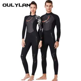 Garnitury OULYLAN 3 mm Neopren Neopren Suit Kobiet nurkowy kombinezon Nurkowanie pełne ciało długie rękawy mężczyźni trzymają ciepło Surfing Spearfishing Water Sport