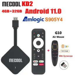 Box Mecool KD2 TV Box الإصدار العالمي Android 11 Google Certified TV Stick Amlogic S905Y4 4G 32GB DDR4 4K 2.4G 5G WIFI BT DONGLE