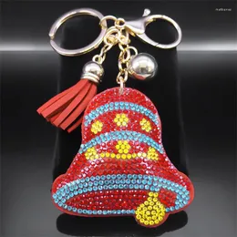 Keychains Christmas Jingling Bell Crystal Keyring Holder for Men Men Men Gold Color Metal Metal Chave Bag Acessórios Festival Jóias de Presente