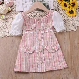 Vestido de garotas de verão manga de puff bufk floarl crianças estampadas bola de vestido doce festas adultos vestido princesa para 0-4y