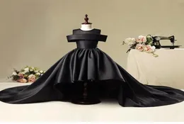 Flower Girl Dress for Weddings Ball Gown Black Satin Vestidos de Comunion Pageant Dress First Communion Dresses7132568