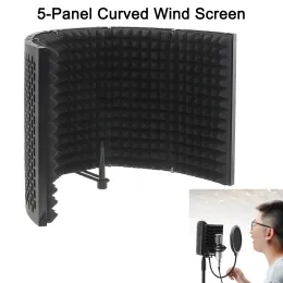 Accessories Adjustable Microphone Isolation Shield Cover Wind Screen Pop Filter 5panel Curved Surface Wind for Recording Studio