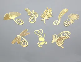 Wedding Favor Gold Bookmarks Feather Olive Ginkgo Wheat Dragonfly Monkey Metal Chinese Style Creative Bookmarks4705309