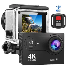 Kameror Mini Action Camera 4K Video Shooting Sport Camera 1080p/30fps WiFi 2.0 -tums skärm 170D undervattentät fjärrhjälmvideo