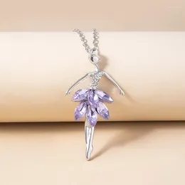 Collane a ciondolo 2024 Eleganti Purple Crystal Girl Girl Rhinestone Pendants Long Magile Dichiarazione di gioielli