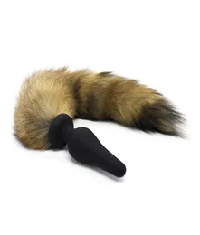 Genuine Fur Anal Plug Tail Sex Long Dog Cat Tail Silicone Plug Funny Fox Tail Butt Plugs Brown Fur Flirting Anal Toys Big Sex Toys1908528