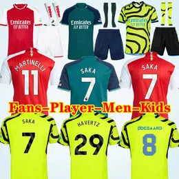 Saka Soccer Jerseys G. Jesus Odegaard Rice Havertz 23 24 Gunners Martinelli Smith Rowe Nketiah Zinchenko Saliba Trossard Football Shirt Men Kids Fans Player Sets Kit