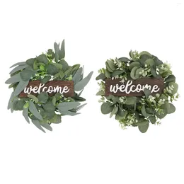 Dekorative Blumen Willkommenskranzschild für Bauernhausdekoration mit Premium Greenery-Welcome Home House Warming Holiday Decoration