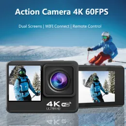 Kameror Akaso 4K HD Dual Screen 60fps Action Camera WiFi Touch Screen Helmet Cam Eis Remote Control Underwater Waterproof Sport Cameras