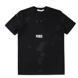 21SS Мужчины T Рубашки Европа Giv Paris Fashion Big Broken Hole Одежда для мужчин мужчина одежда хлопковое принт писем с коротким рукавом Tshirt1439027