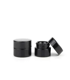 UV Protection Full Black 5ml Glass Cream Jars Bottle Wax Dab Dry Herb Concentrate Container 500pcs9598692