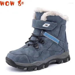 Sapatos de caminhada 5-12 Inverno quente botas de neve de pele crianças meninos peludos menina não deslizamento de couro outono à prova d'água infantil tênis infantil