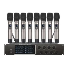 Microfones EPXCM C500 8 Channel UHF Wireless Microphone System HandHeld/Lavalier/Headset Mic for Karaoke Conference Presentation