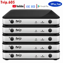 ボックス5PCS/ロットTVIP 605スマートテレビボックスサポートLinux Androidデュアルシステム2.4G/5G WiFi S905X Linux TVBox TVIP605 4K H2.65セットトップボックス