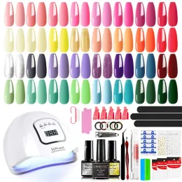 Kits Multicolor Nail Set Acrylic Nail Kit UV LED Lamp Dryer With Nail Gel Polish Kit Soak Off Manicure Tools Set Electric Nail Drill