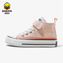 Sneakers Babaya Children's Shoes Girls High Canvas Shoes 2023 Spring New Large Kids Casual Shoes Breattable Sneakers för småbarn