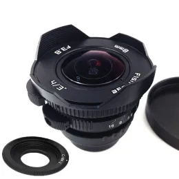 Accessories 8mm F/3.8 Fisheye Lens Mirrorless Camera Cmount + Lens Bag for All the Micropanasonic Olympus Canon Nikon Sony Fuji Camera